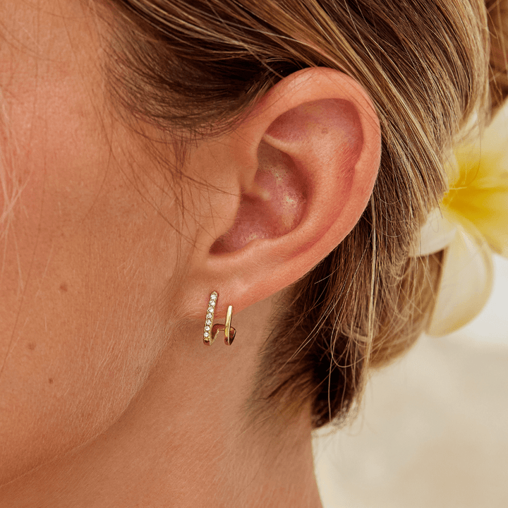 18K Gold & Crystal Claw Earrings