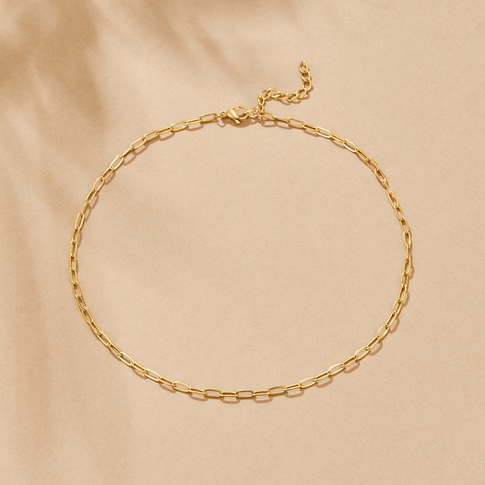 18K Gold Paperclip Charm Necklace