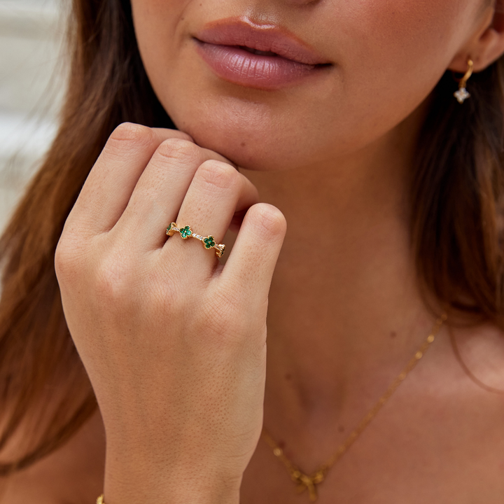 Four Leaf Clover Crystal Ring