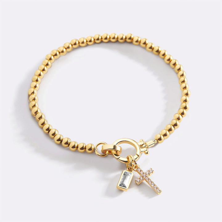 Cross Charm Birthstone Bracelet