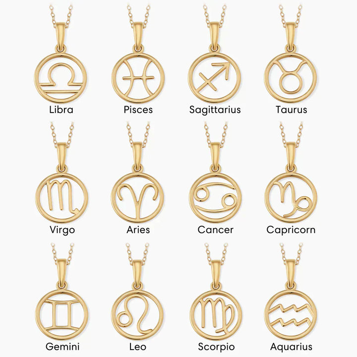 Zodiac sign necklace | Gold