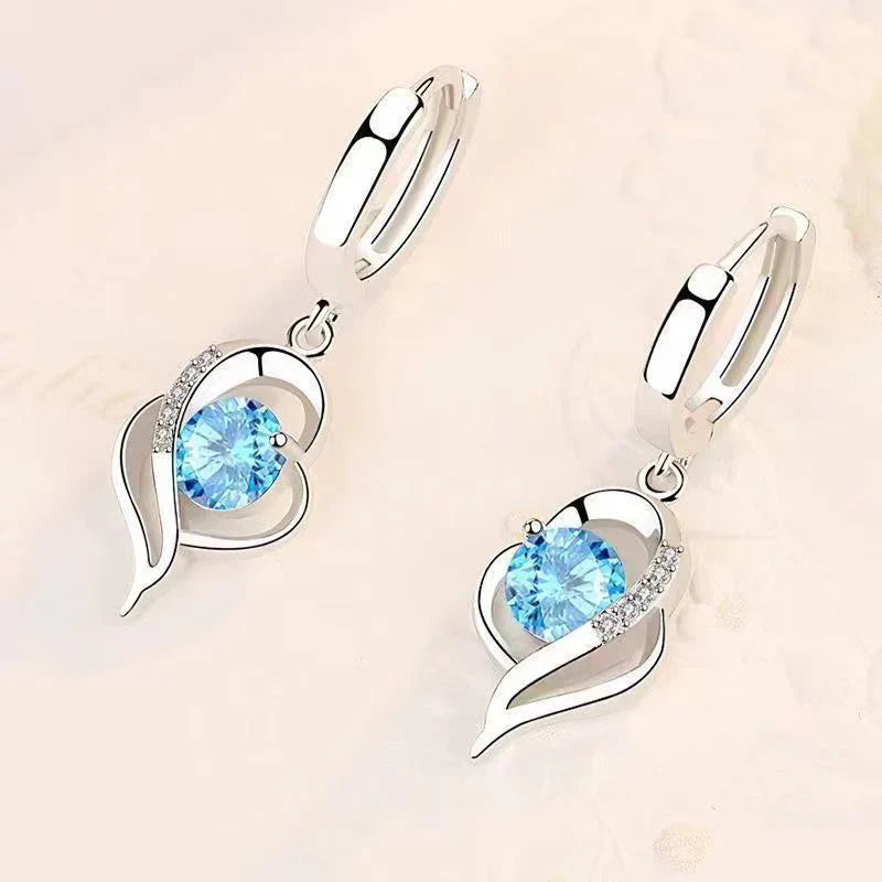 Eclipse Heart Drop Earrings | White Gold