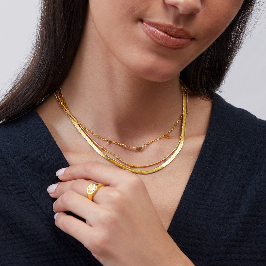 Herringbone Gold Chain Necklace