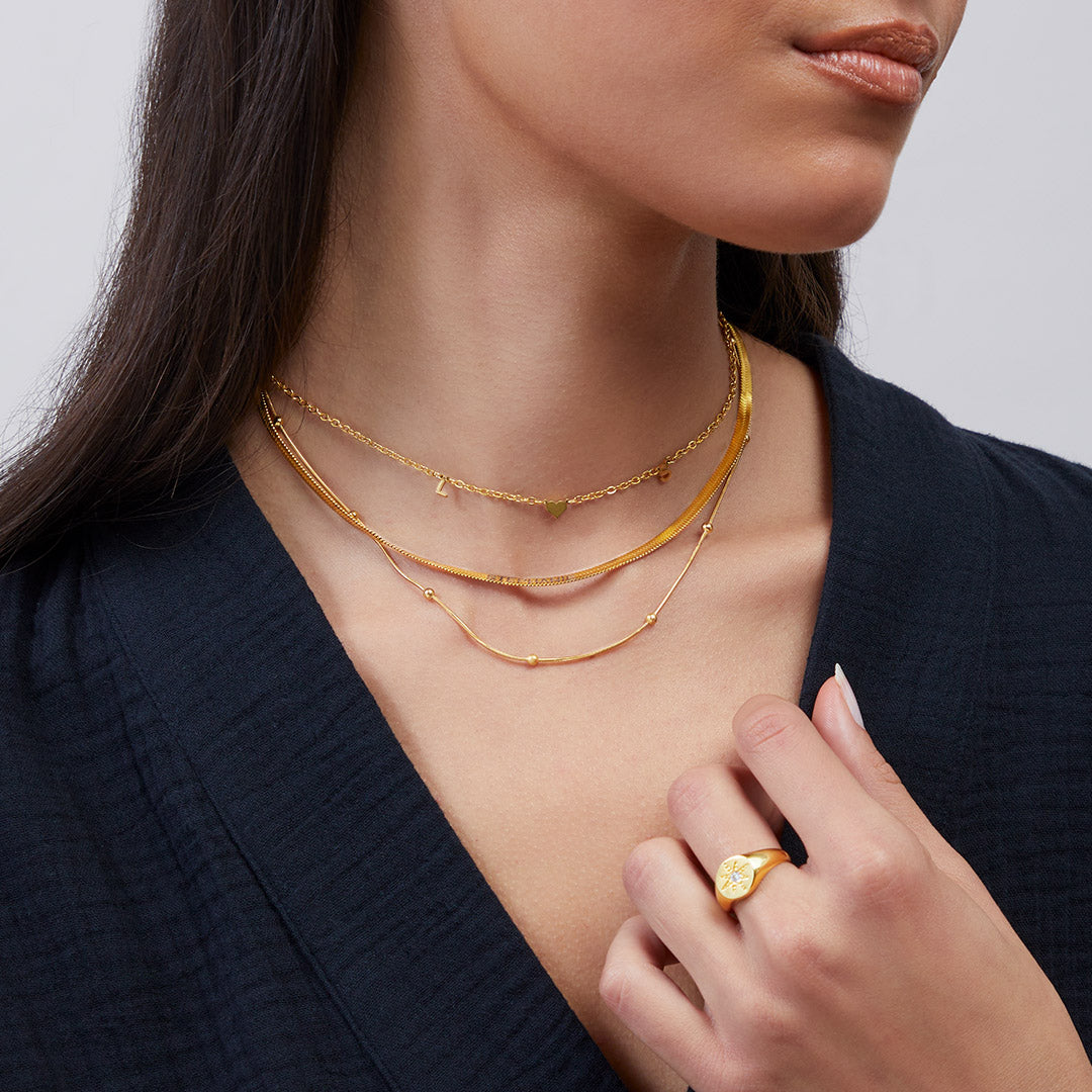 Herringbone Gold Chain Necklace