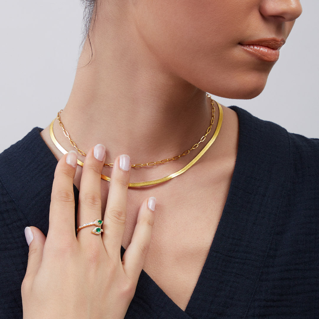Herringbone Gold Chain Necklace