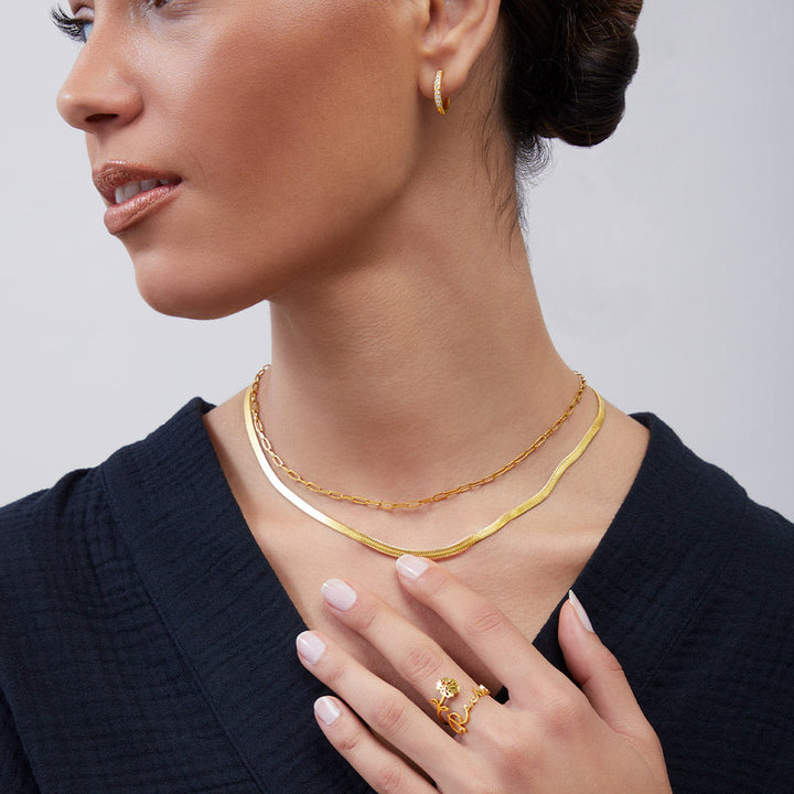 Herringbone Gold Chain Necklace
