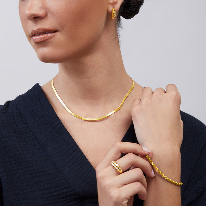 Herringbone Gold Chain Necklace