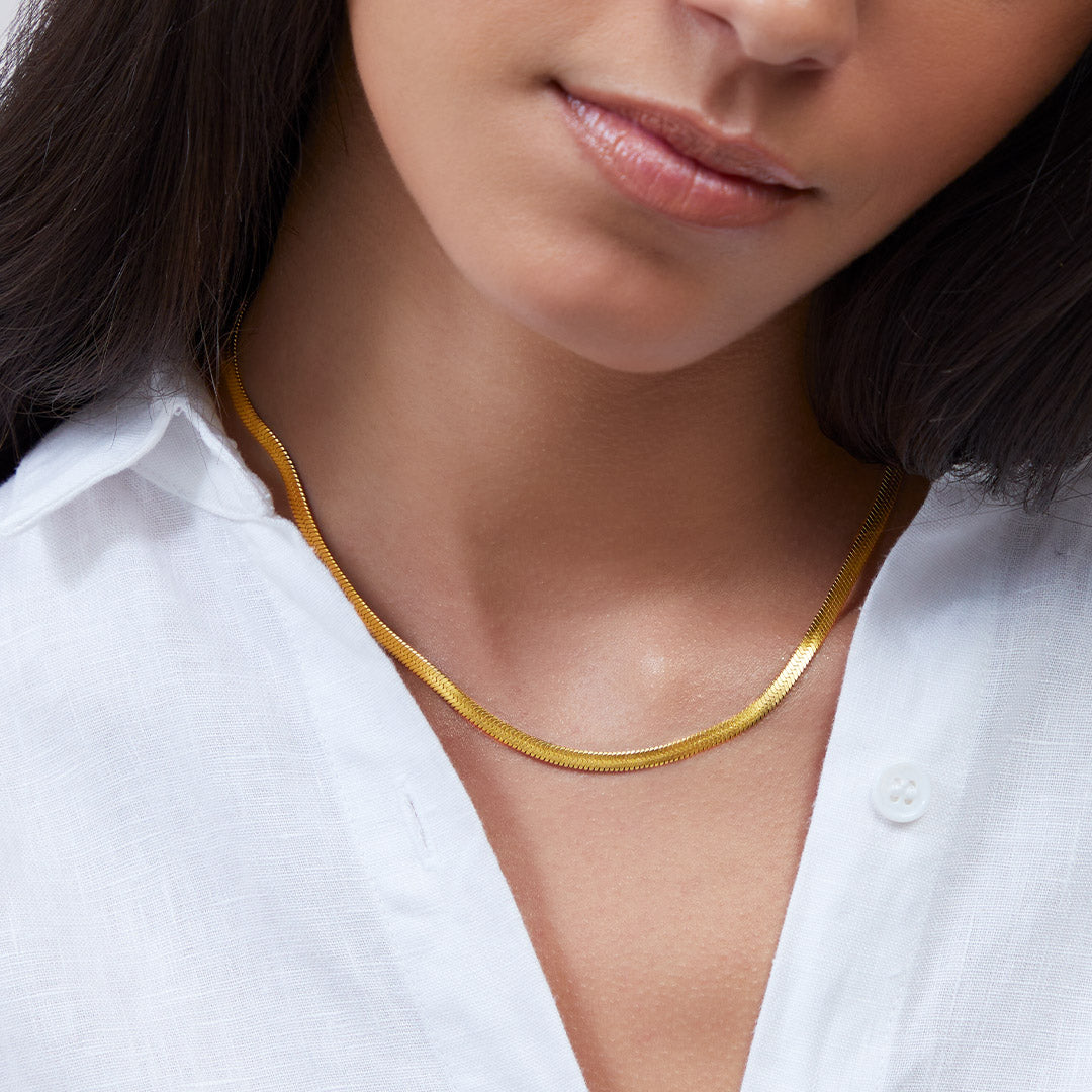 Herringbone Gold Chain Necklace