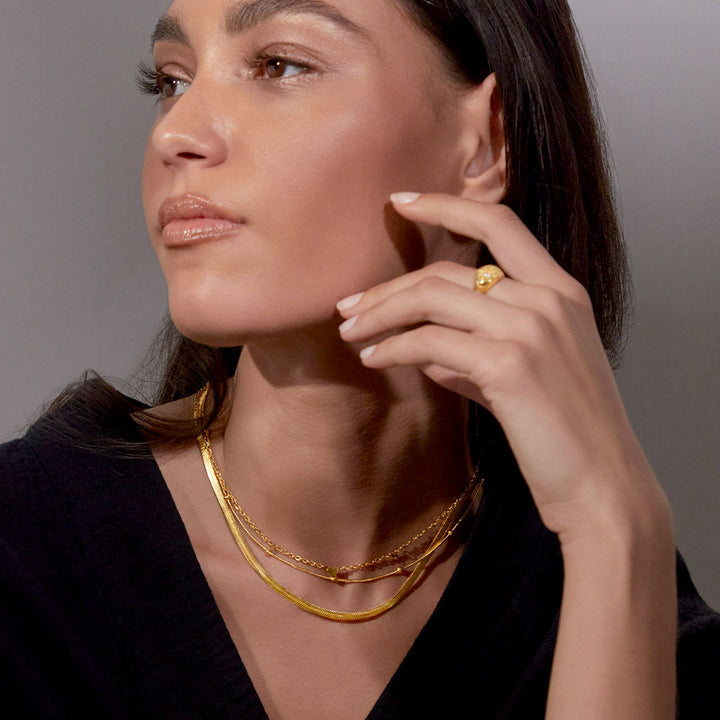 Herringbone Gold Chain Necklace