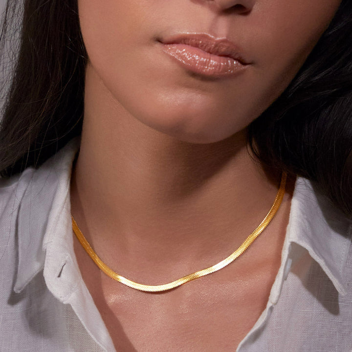 Herringbone Gold Chain Necklace
