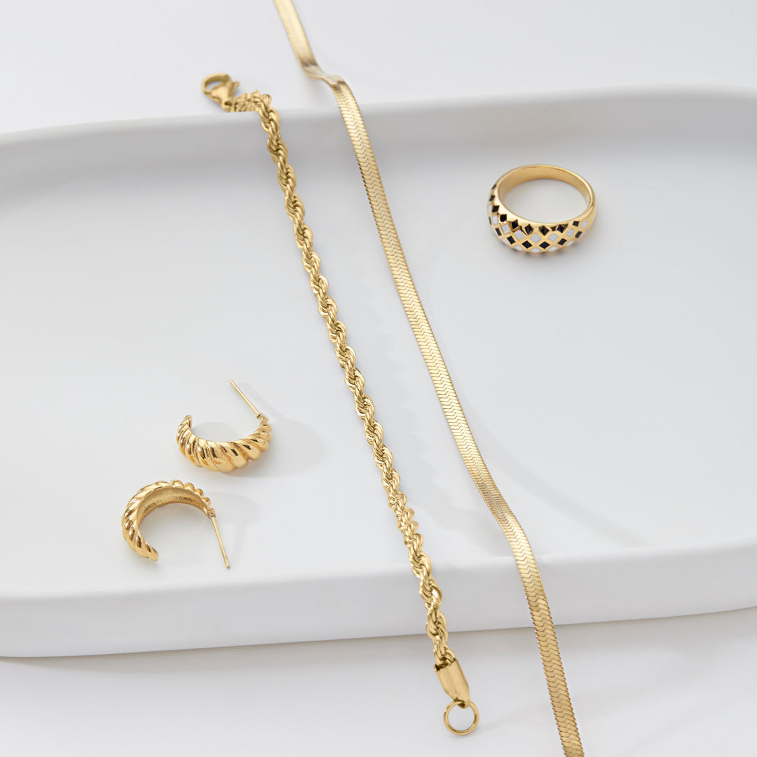 Herringbone Gold Chain Necklace