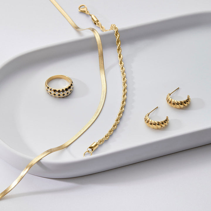 Herringbone Gold Chain Necklace