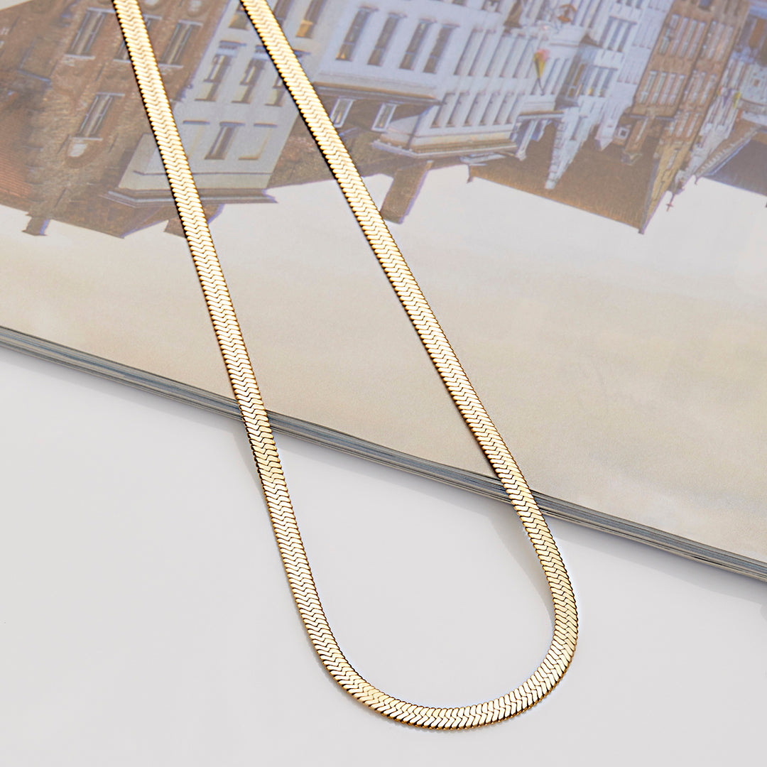Herringbone Gold Chain Necklace