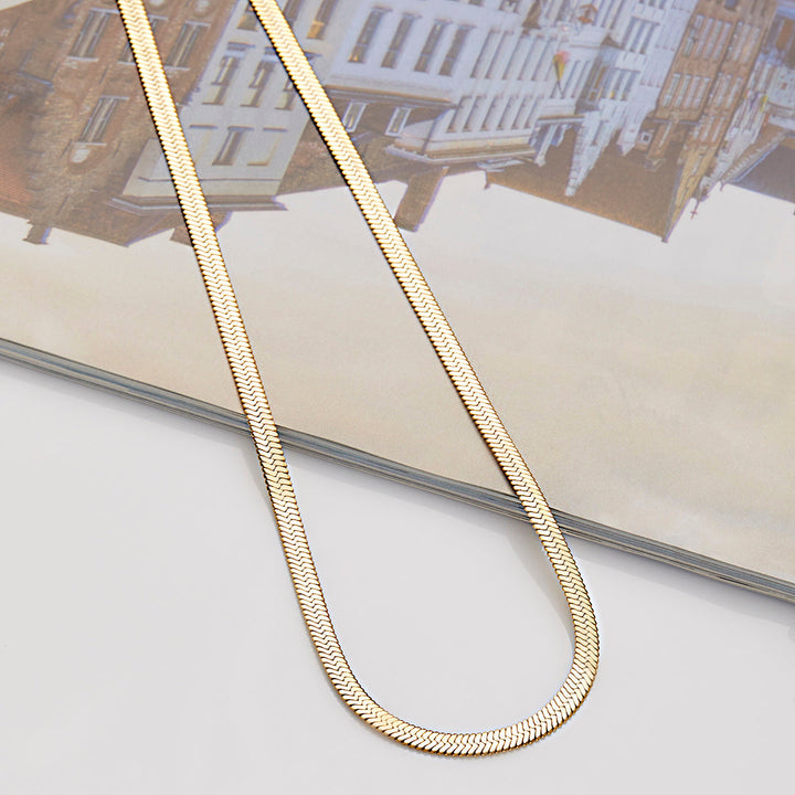 Herringbone Gold Chain Necklace