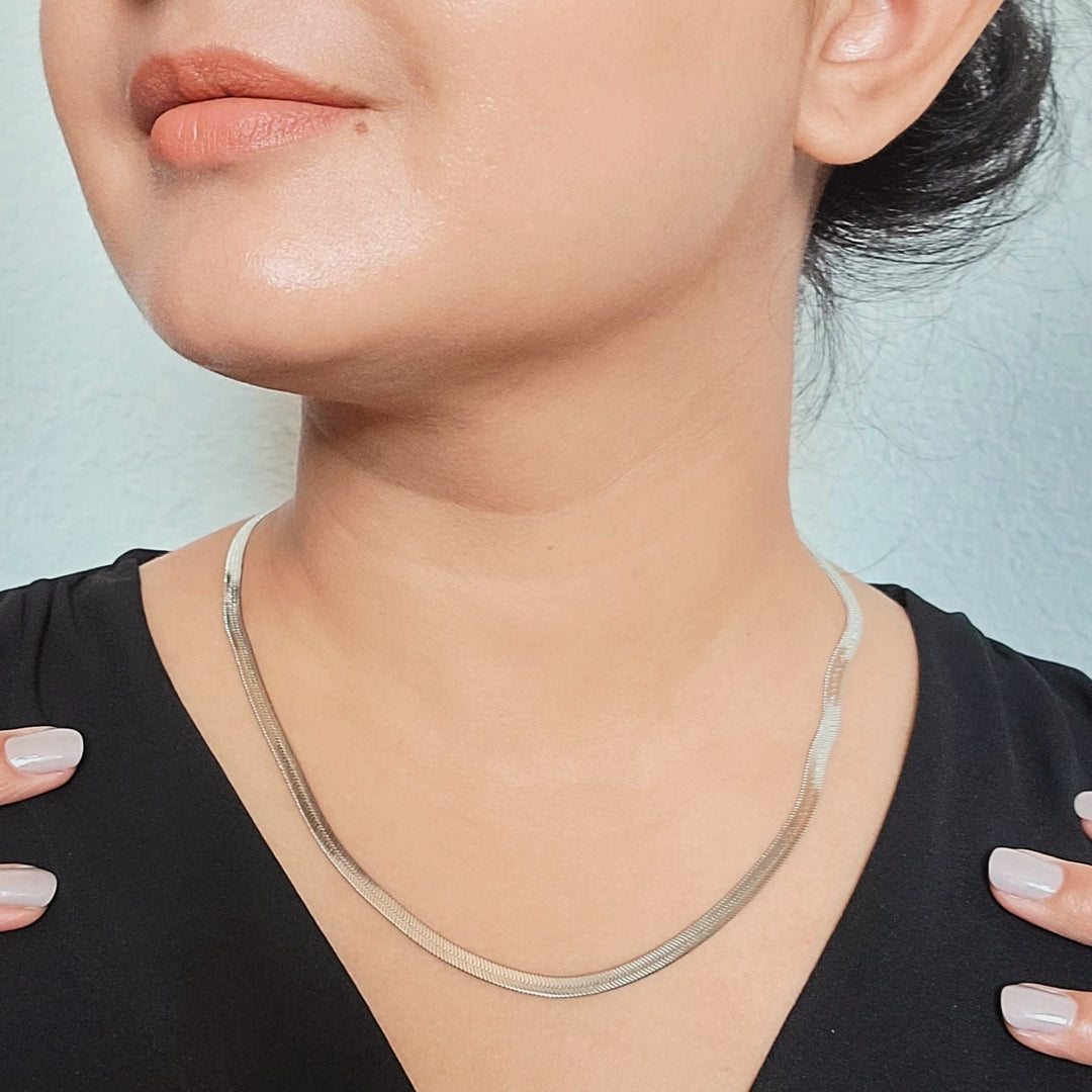 Herringbone Gold Chain Necklace