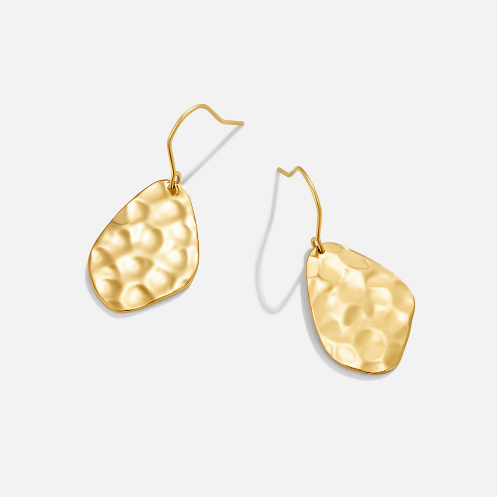 Amaya Hammered Gold Drop Earrings