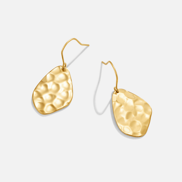 Amaya Hammered Gold Drop Earrings