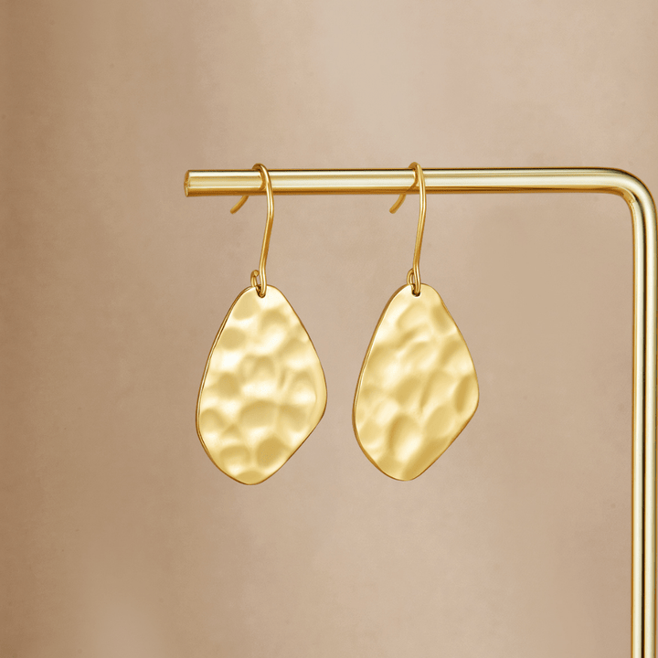 Amaya Hammered Gold Drop Earrings