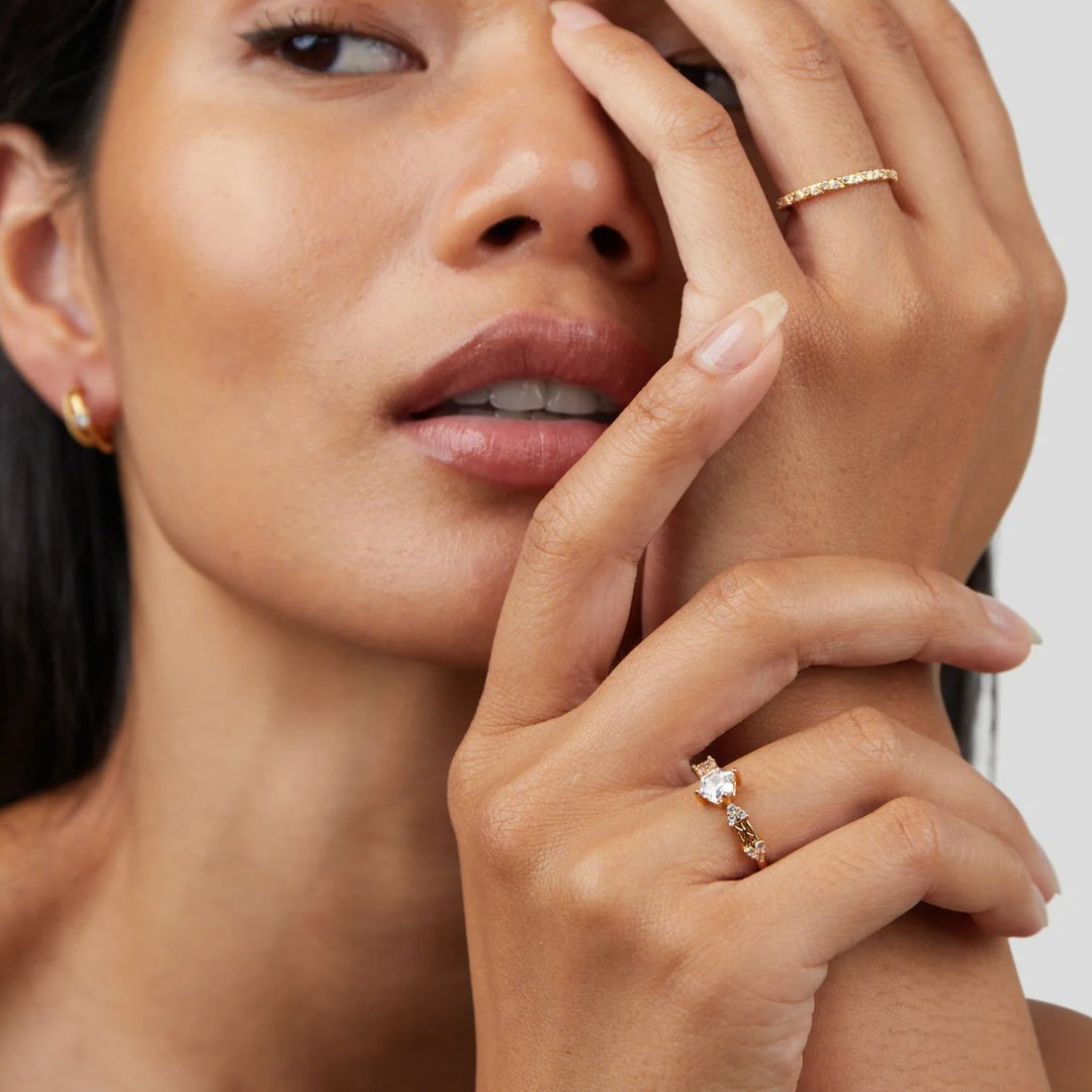 Arquette Gold & Crystal Band Ring