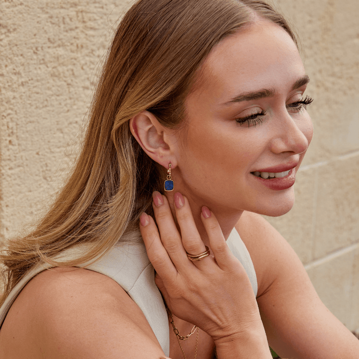 Astoria Blue Stone Hoop Earrings