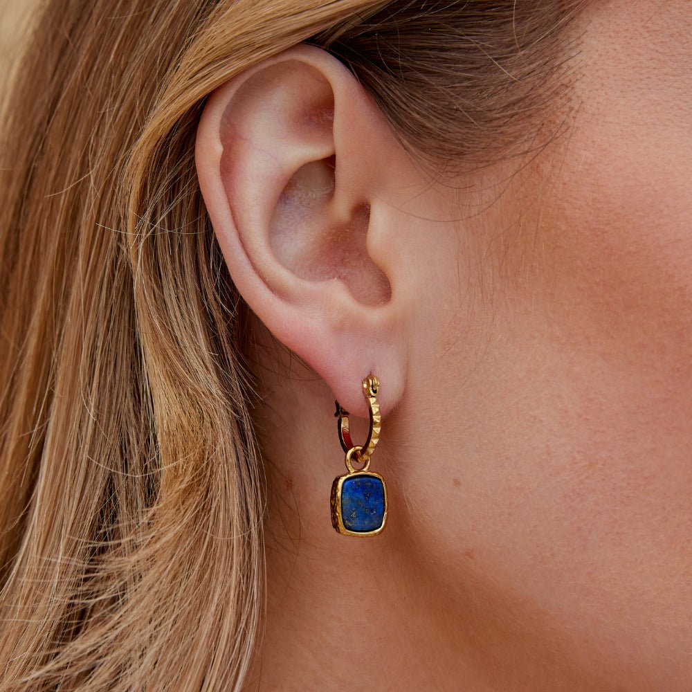 Astoria Blue Stone Hoop Earrings