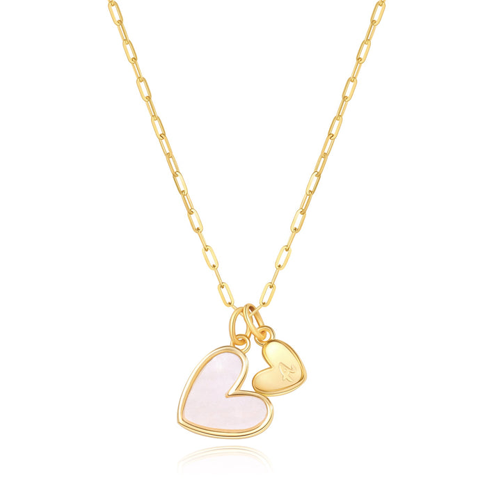 Mother Of Pearl Heart Initial Necklace