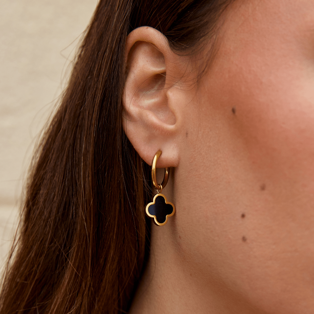 Black Clover Hoop Earrings