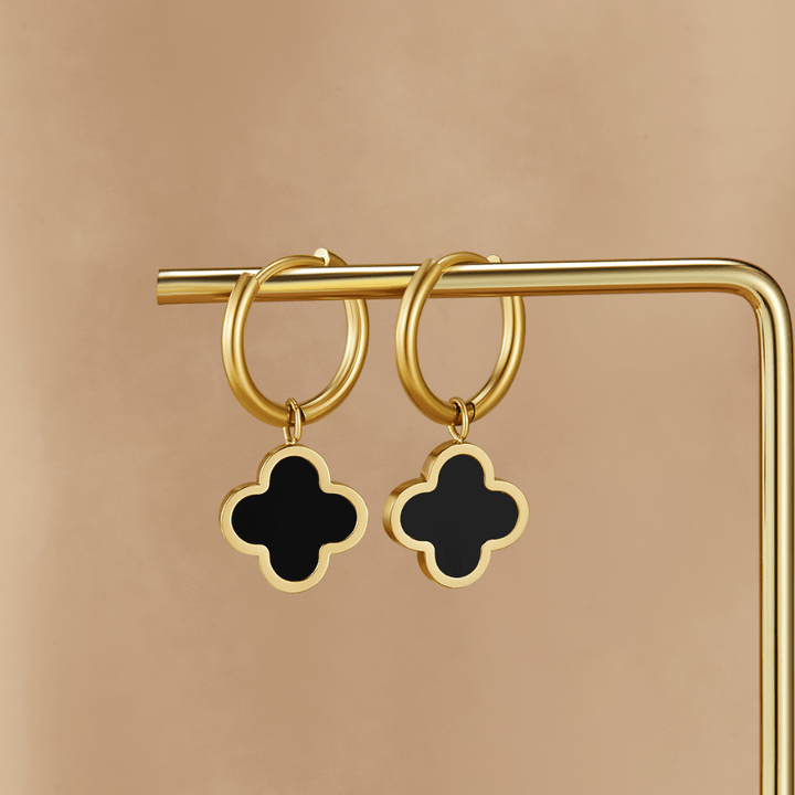 Black Clover Hoop Earrings