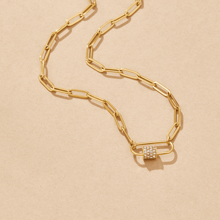 Crystal Paperclip Charm Necklace