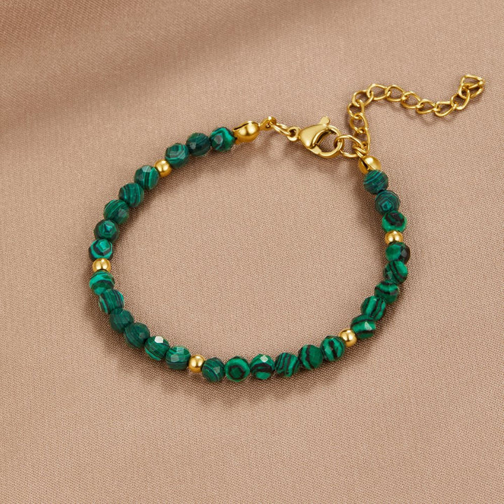 Green Crystal Beaded Chain Bracelet