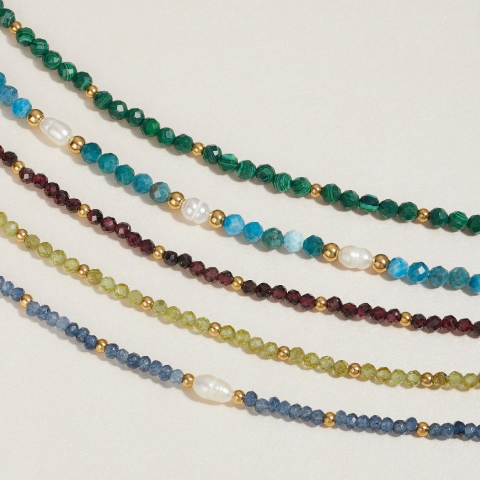 Green Crystal Beaded Chain Bracelet