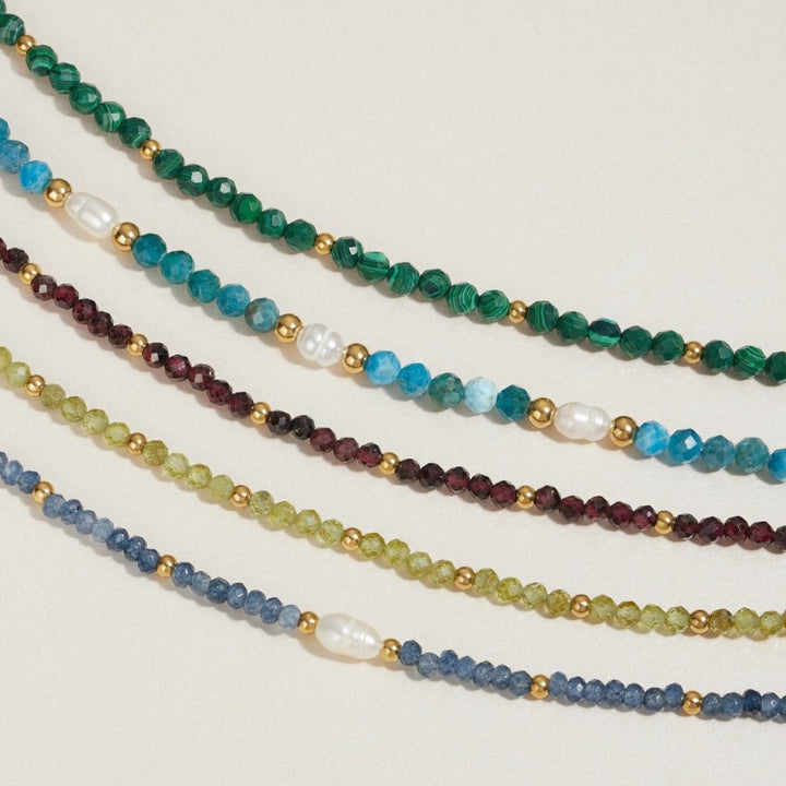 Green Crystal Beaded Chain Bracelet