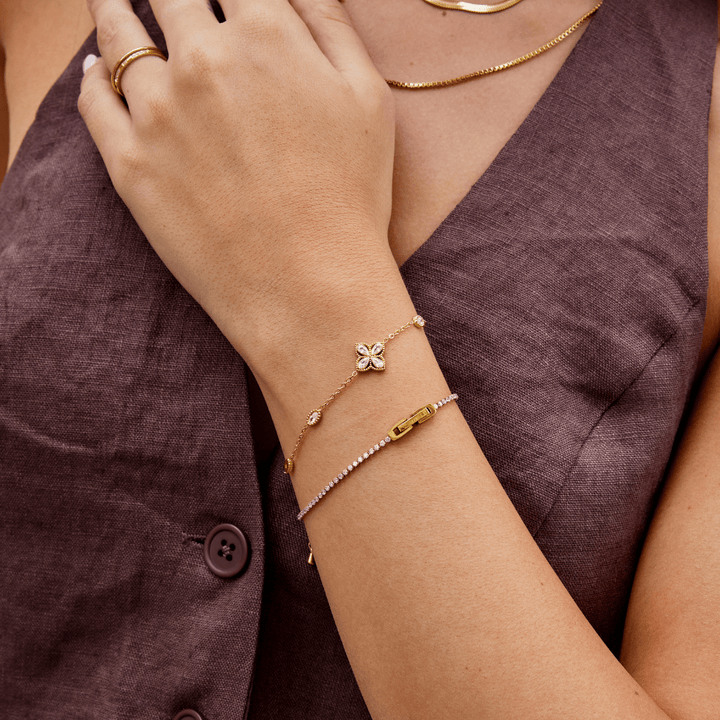 Crystal Clover Chain Bracelet