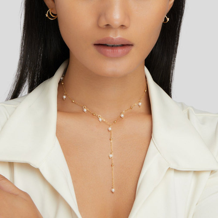 Lariat Pearl Drop Necklace