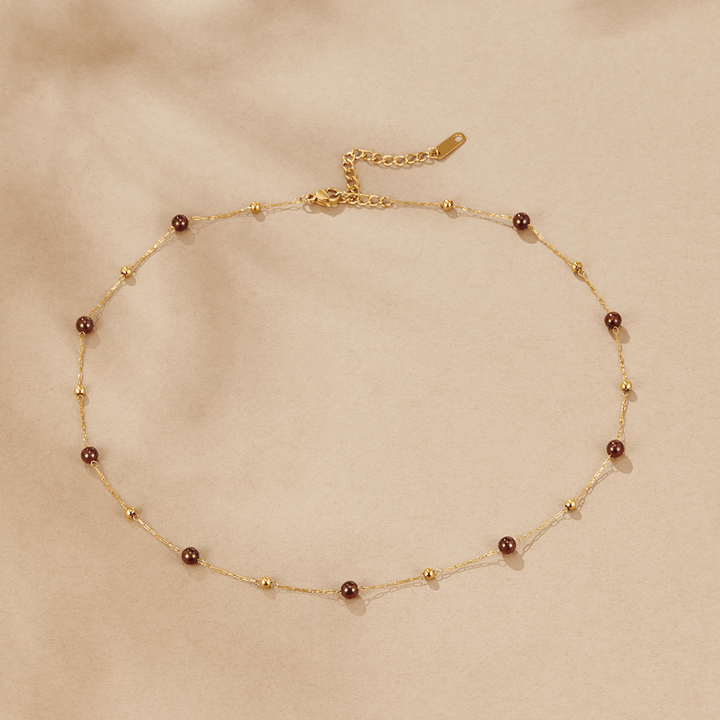 Garnet Wine Red Bead Necklace