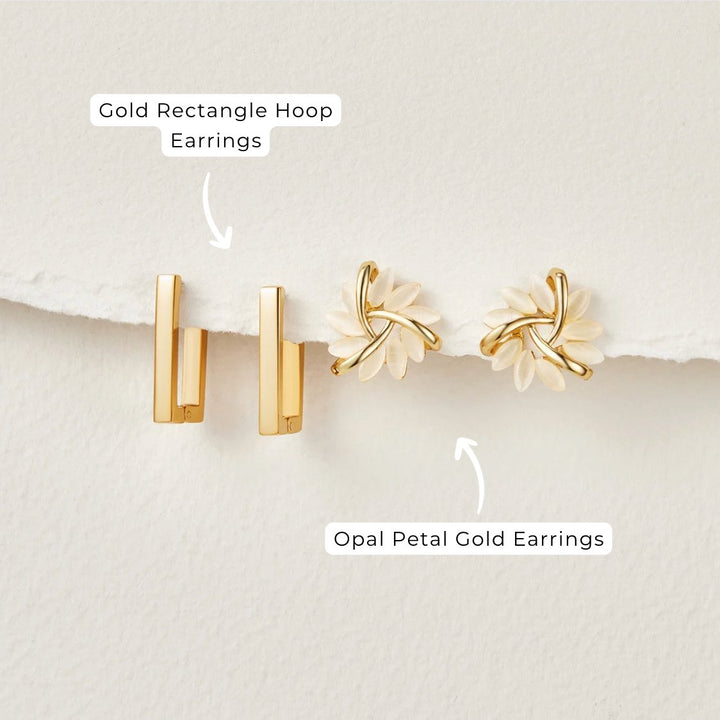 Gold Rectangle Hoop Earrings