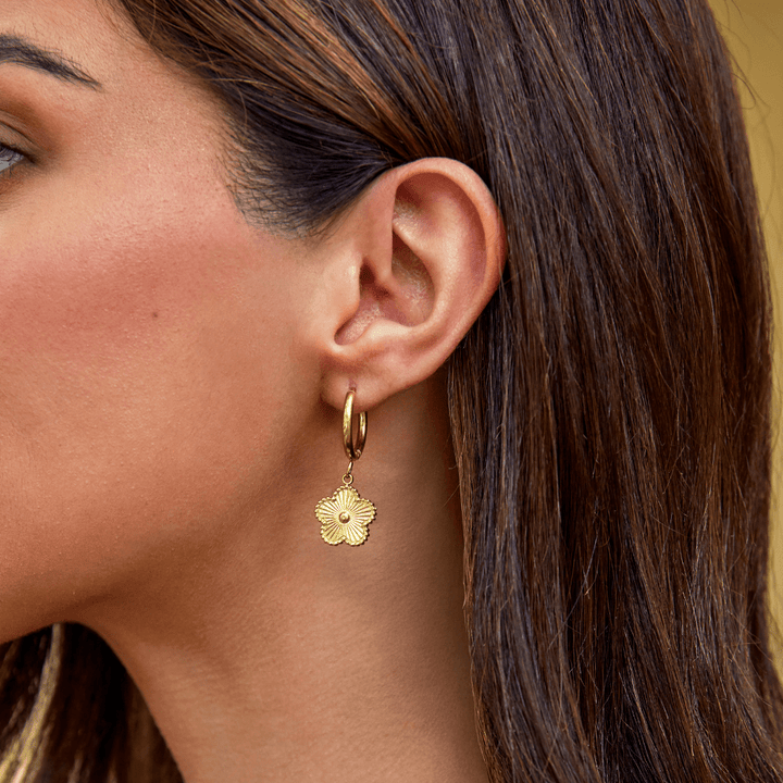 Golden Clover Hoop Earrings