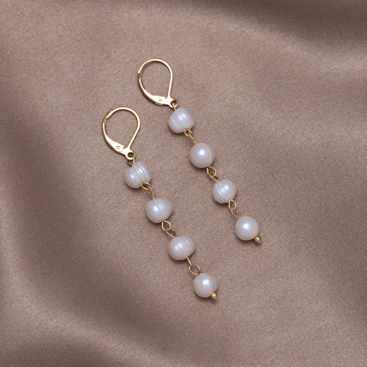 Golden Freshwater Pearl Earrings