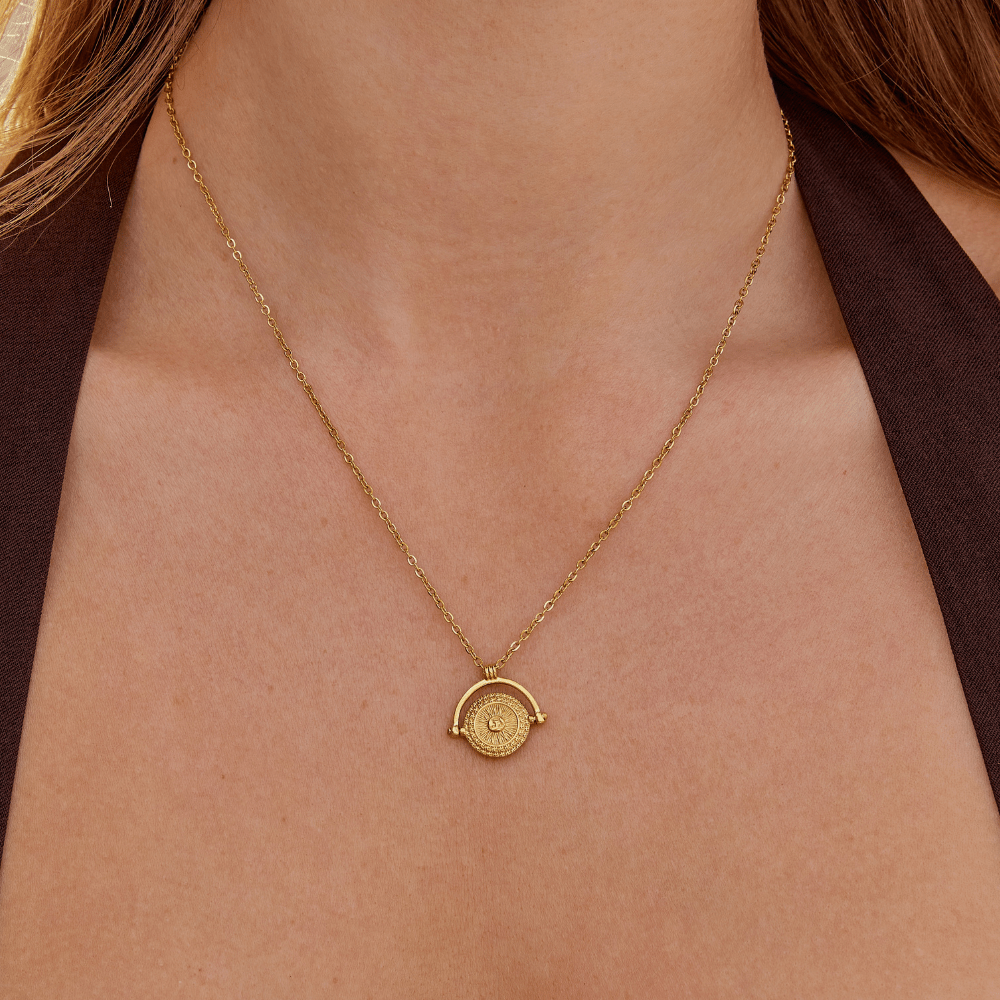 Golden Sun Coin Necklace