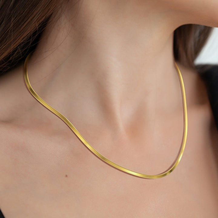 Herringbone Gold Chain Necklace