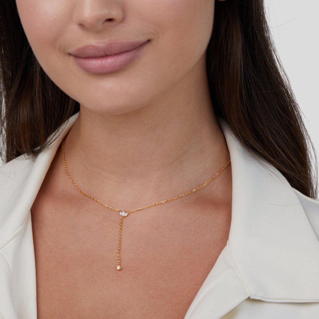 Lariat Crystal Drop Necklace
