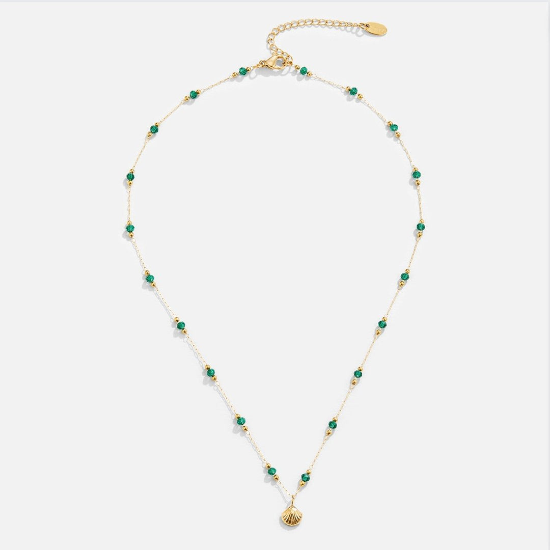 Nerissa Gold Shell & Green Bead Necklace