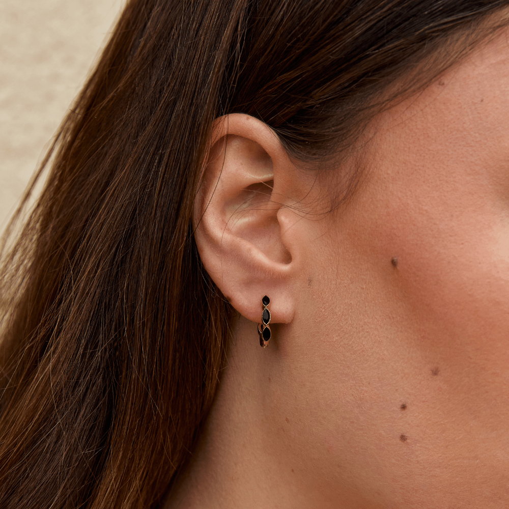 Onyx Tiny Hoop Earrings