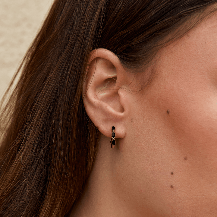 Onyx Tiny Hoop Earrings