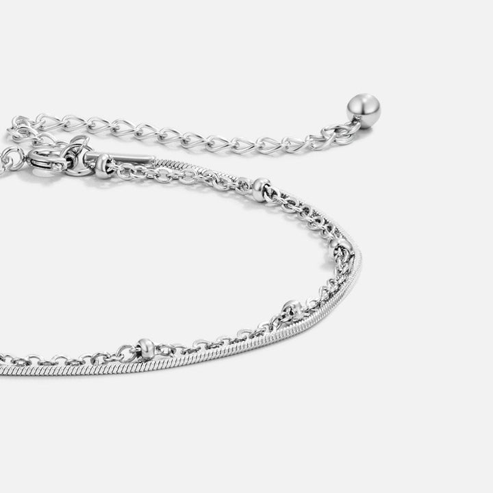 Silver Double Chain Layered Bracelet