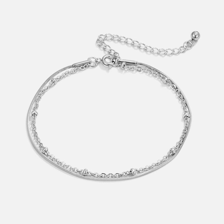 Silver Double Chain Layered Bracelet