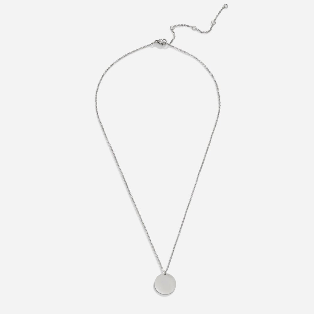 Minimal Round Disc Pendant Necklace