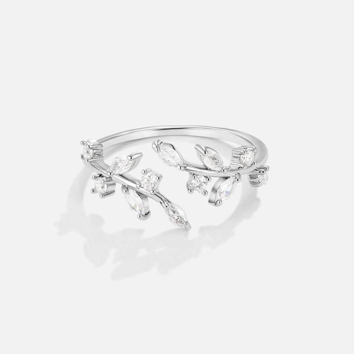 Silver Crystal Vine Ring