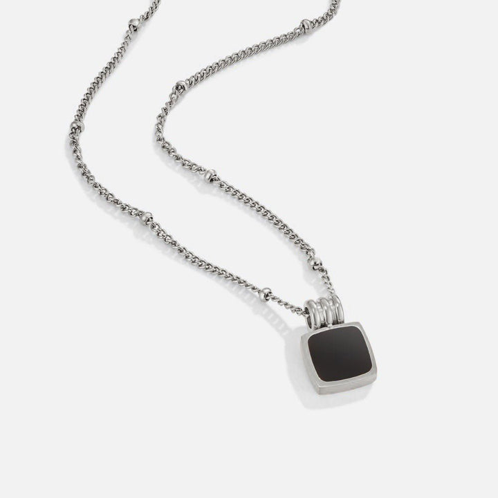 Silver Lucia Black Pendant Necklace