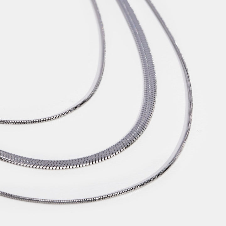 Silver Multi-Layered Chain  Necklace